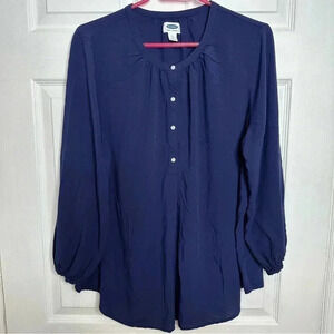 Old Navy Blouse Semi-sheer Buttons Blue Size  Large